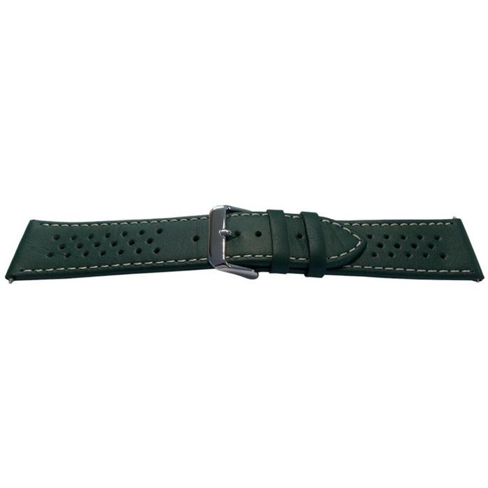 Bracelet montre - MY-MONTRE - 24/22mm - Cuir de veau semi-mat - Rembourré 3,5mm - Coutures blanches perforé