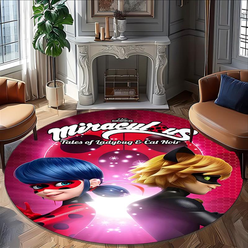 1pc Ladybug (2) Print Round Carpet Chair Round Carpet Suitable for Bedroom Living Room Home Decorative Carpet