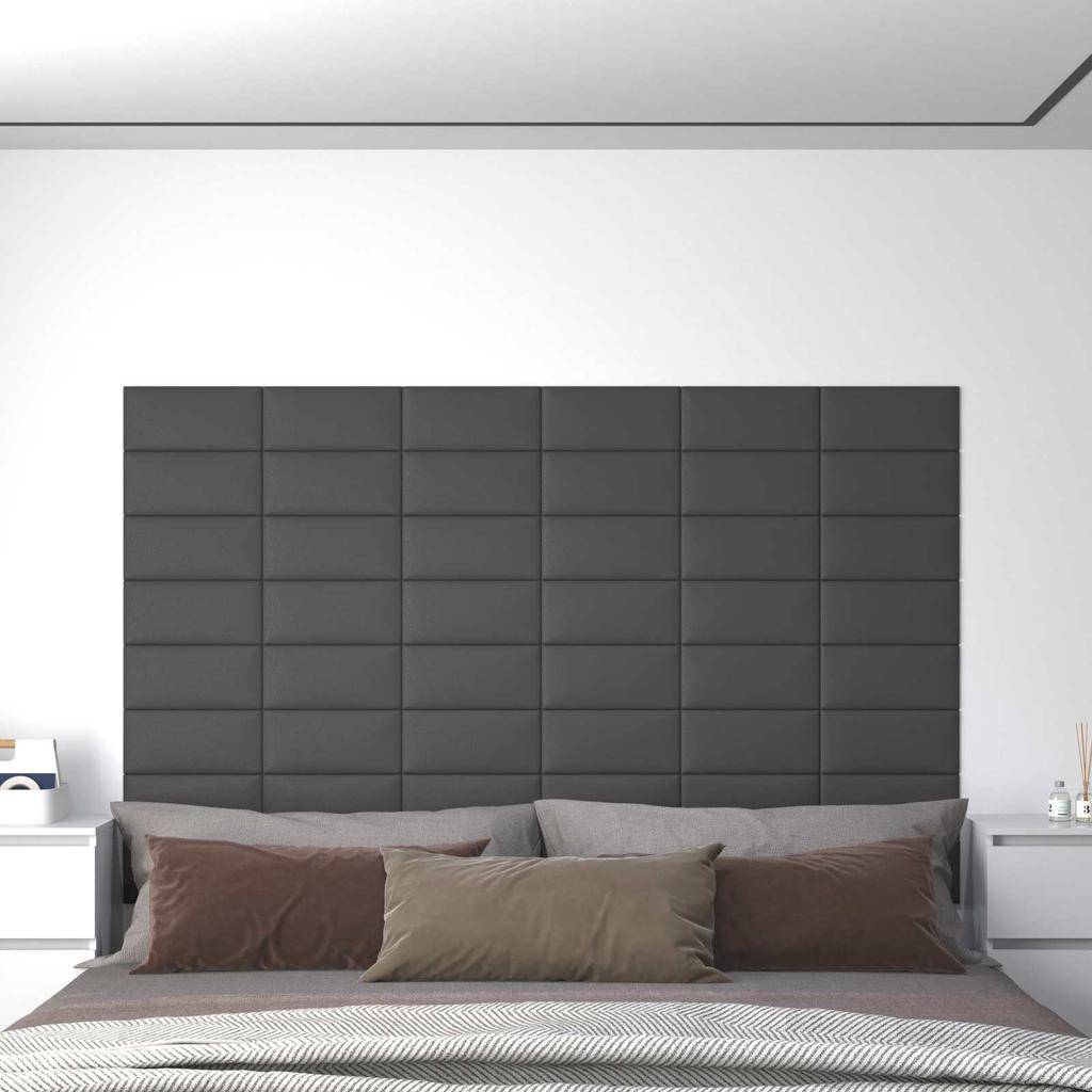 Wall Mounted Headboard Panels 12 pcs Gray 30 x 15 cm Fabric