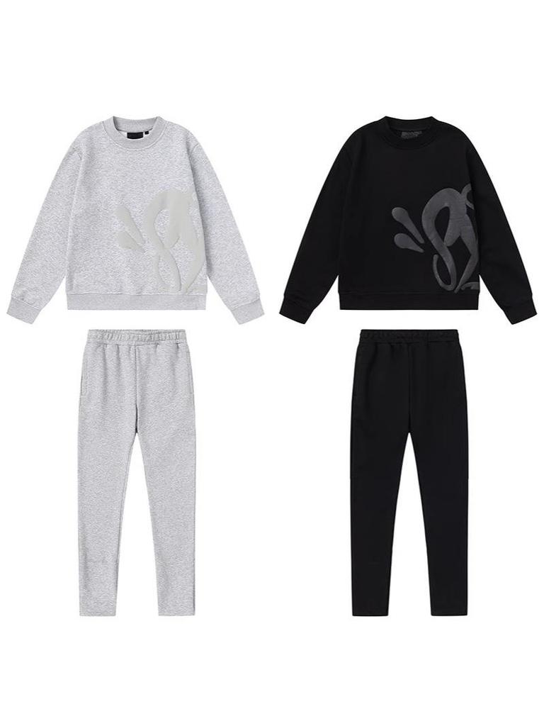 Мужской хип-хоп уличный комплект Synaworld: Худи с круглым вырезом и подкладкой из флиса и свободный спортивный костюм