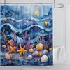 Морская ракушка Морская звезда Шторка для душа Водонепроницаемая шторка для душа Полиэстеровая ткань 3D-принт Шторка Украшение для ванной комнаты С крючком