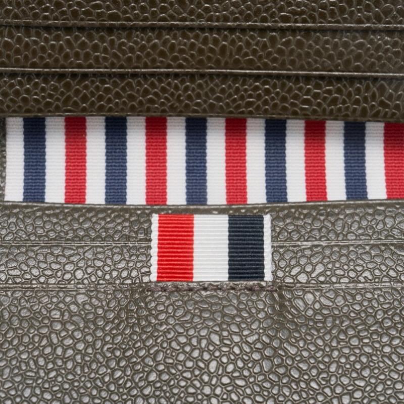 Thom Browne Pebble Grain Three Stripe Card Wallet Maw021l 00198 206