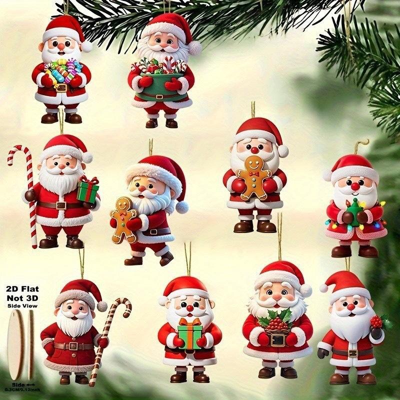 Whimsical Wooden for Christmas Ornaments 10-Piece Set Various Poses Cute Hanging Decorations Tree Home Decor Gift Tags