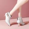 Fashion Ankle Boots Women New Elegant Pointed Toe High Heels Dress Shoes Thin Heels Booties Buckle Snake's Skin Winter Shoes Black