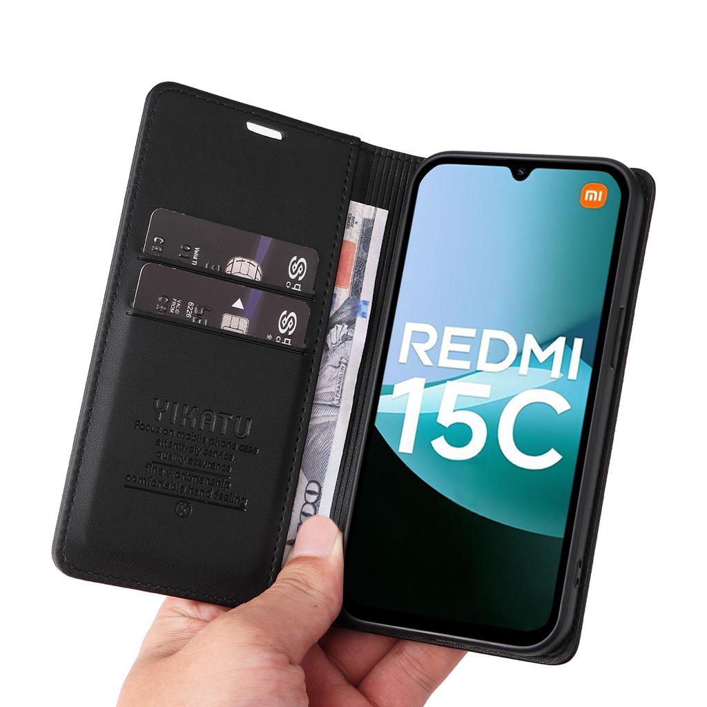 Для Xiaomi Redmi 15C 4G (Глобальный) (171 мм)/Poco C85 4G (171 мм) Чехлы для телефонов YIKATU Магнитная застежка PU кожа Мобильный чехол