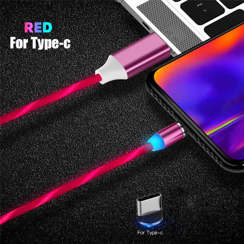 Магнитный светодиодный световой кабель Быстрая зарядка Магнит Micro USB Тип C Кабель светодиодный провод Шнур Type-C зарядное устройство