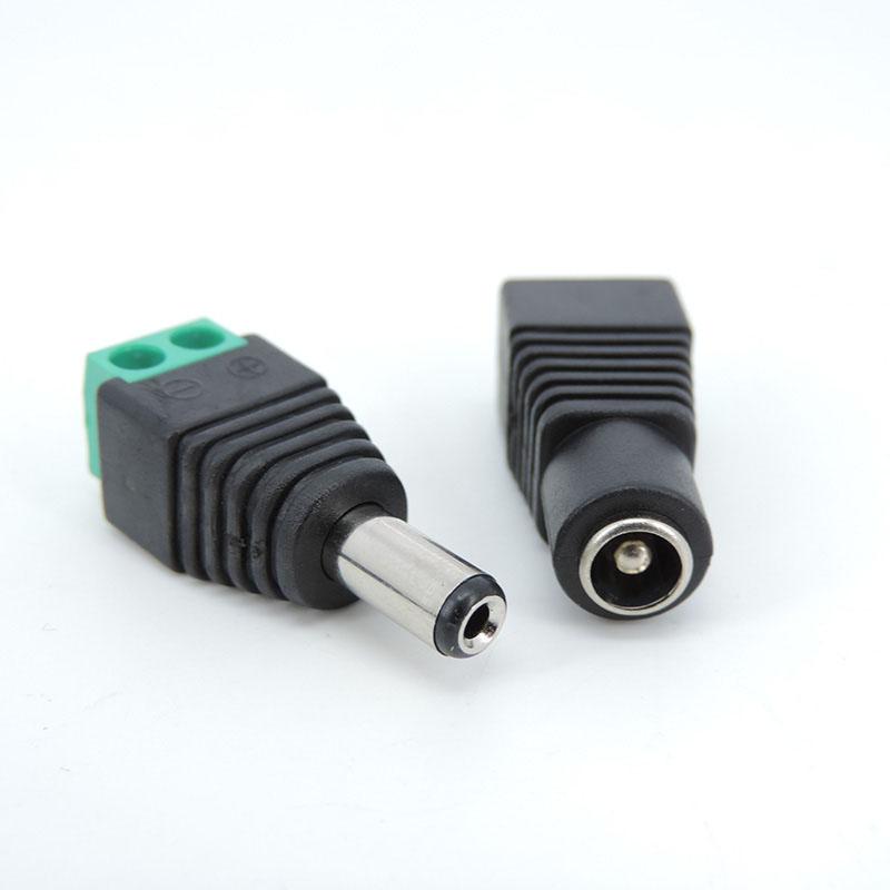 5.5mmx2.1mm DC Female Male Power Plug Adapter Connector Power Jack Socket Adapter Cable Terminal for Strip CCTV Cameras