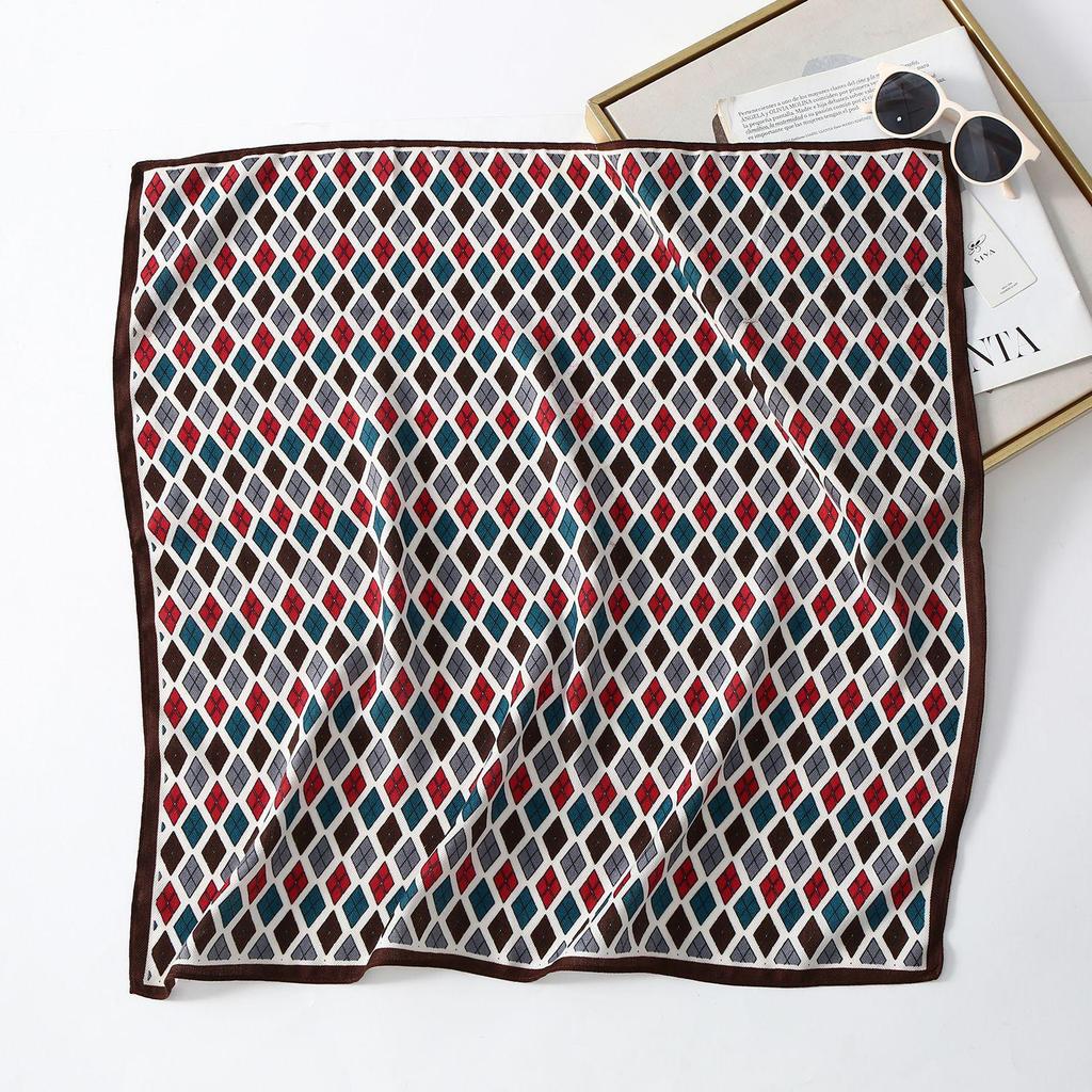 Korean Style Silk Square Scarf with Butterfly & Flower Print - Women's Fashion Accessory, Neck Tie, or Hair Scarf - Ideal Mother's Day Gift