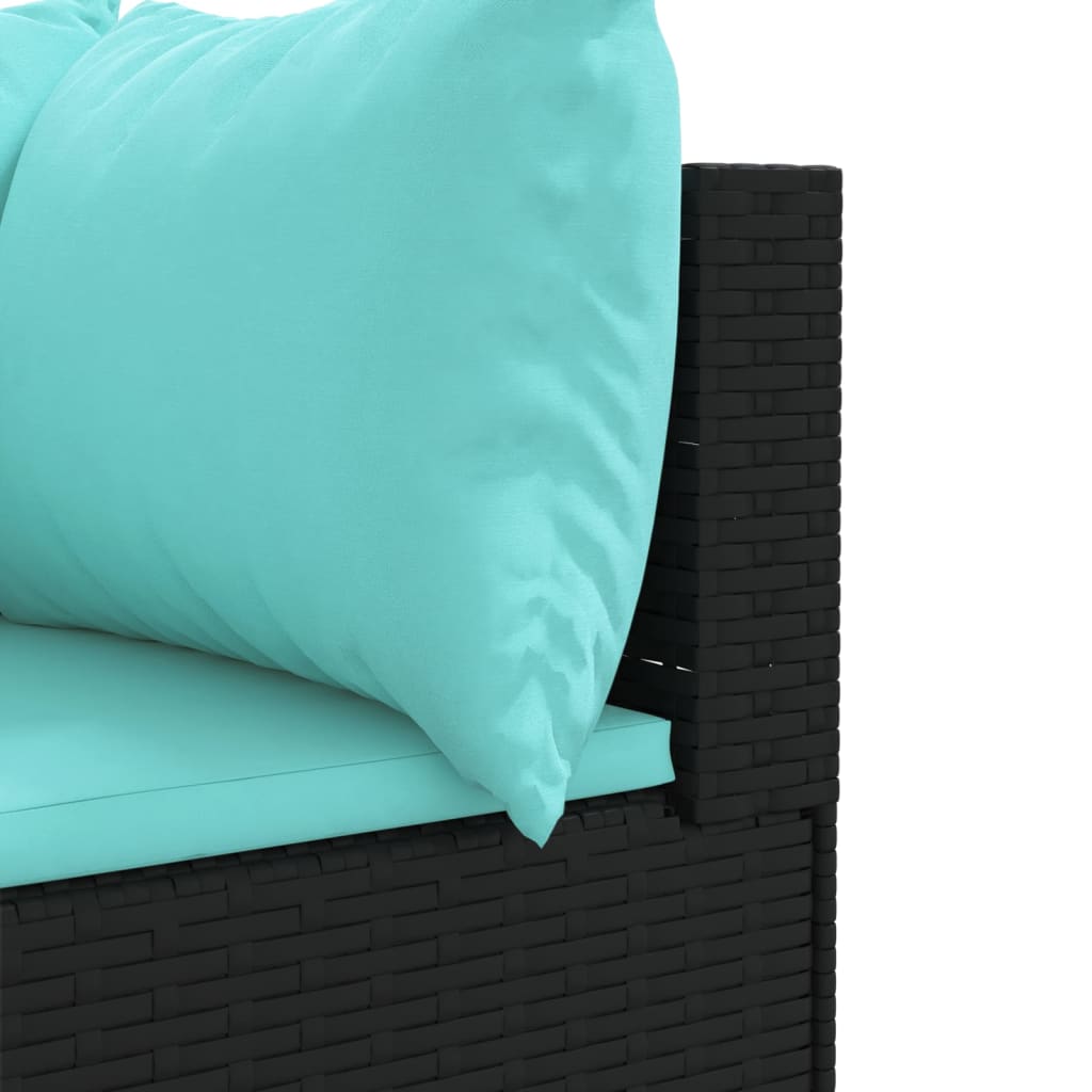 4 piece garden lounge set with cushions black poly rattan