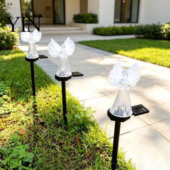 Decorative Pathway Lighting Solar Angel Garden Light, LED Yard Stake Waterproof Stakes Memorial Lamp for Cemetery Graveyard Patio Lawn Decor