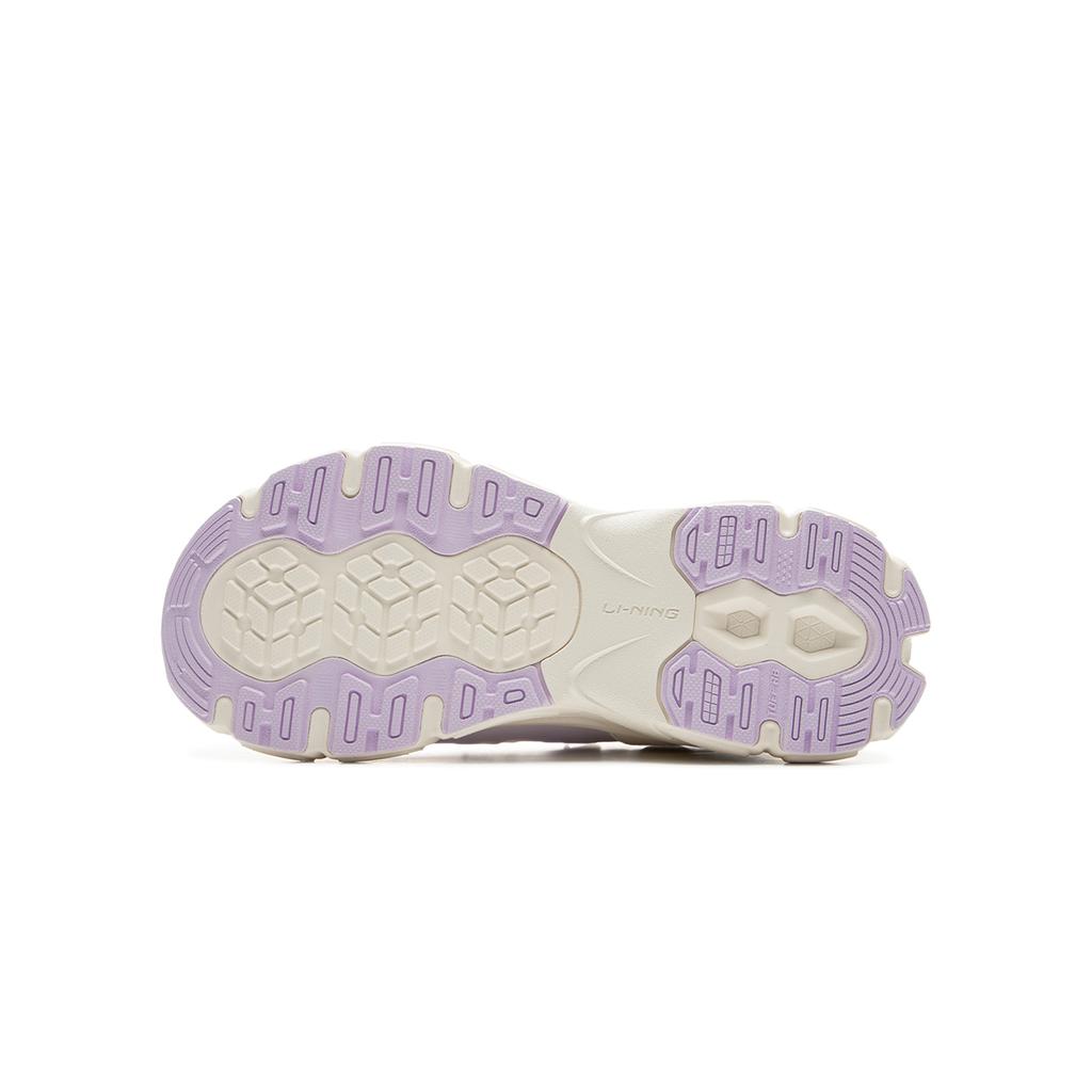 Li Ning Kids Sports Lifestyle Series Comfortable Fashion Non-Slip Wear-Resistant Mid-Top Casual Shoes Kids Casual Shoes Off-White Purple YKCU174-2