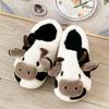 Milk Cow Fluffy Fur Slippers Women Winter Warm Cotton Plush Home Slippers Kawaii Flat Cute Animal Slides House Shoes Woman