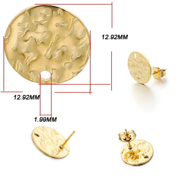 10 шт., круглая серьга-гвоздик с геометрическим узором из нержавеющей стали, Золотая основа для сережек с разъемами для сережек для самостоятельного изготовления ювелирных изделий