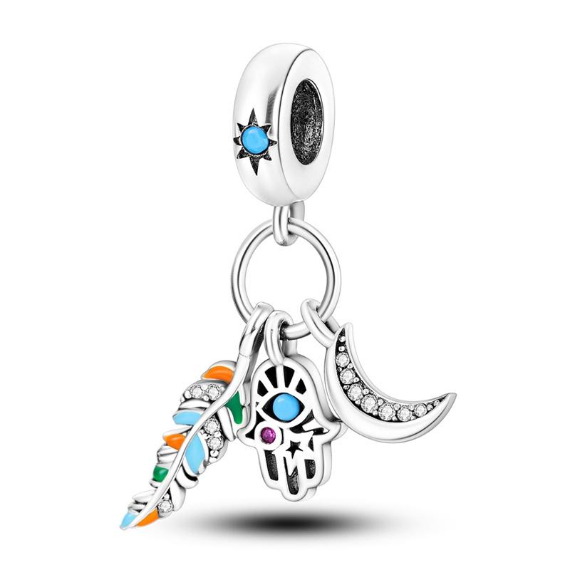 925 Silver Sunflower Butterfly Flower Heart Charm for 3mm DIY Bracelet, Beautifully Beaded DIY Fashion Maker Gifts