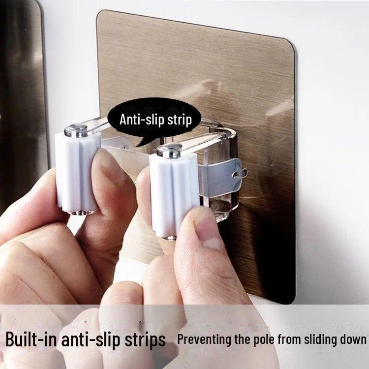 Настенная стойка для швабры без перфорации с крючком и наклейкой для ванной комнаты