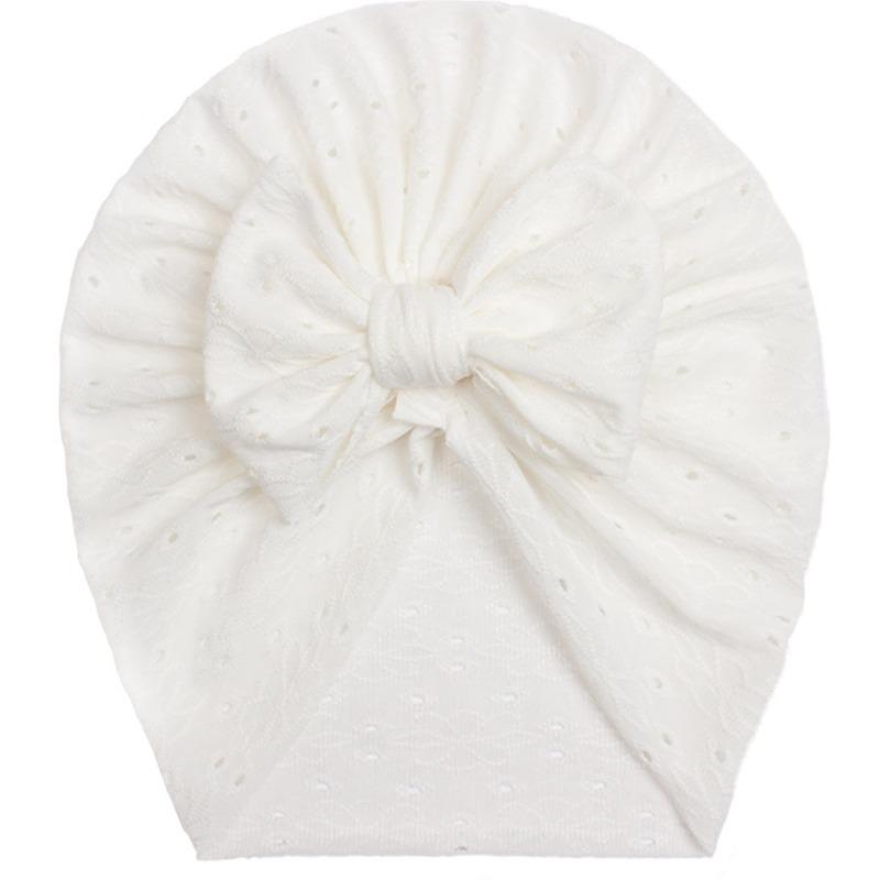 New Baby Jacquard Bow Hat, Children's Breathable Striped Pullover Hat, Baby Hat