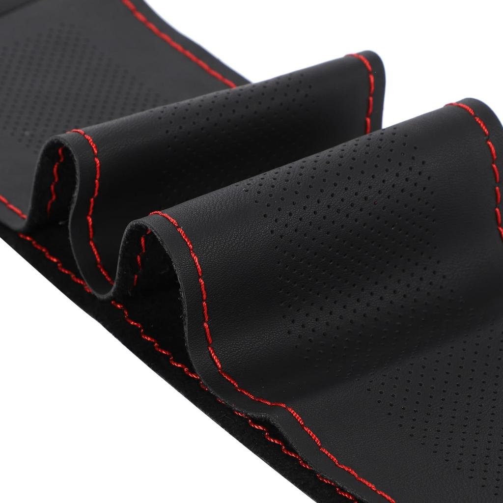 Steering Wheel Cover, Genuine Leather, Braided, Easy Installation, Width 4.1 inches (10.5 cm), For