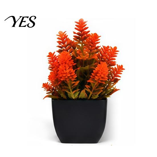 Bookshelf Artificial Plant Simulated Small Potted Plant, Maintenance-Free, Realistic Autumn Leaves Fall-themed Faux Mini Fake for Desktop Decor Color