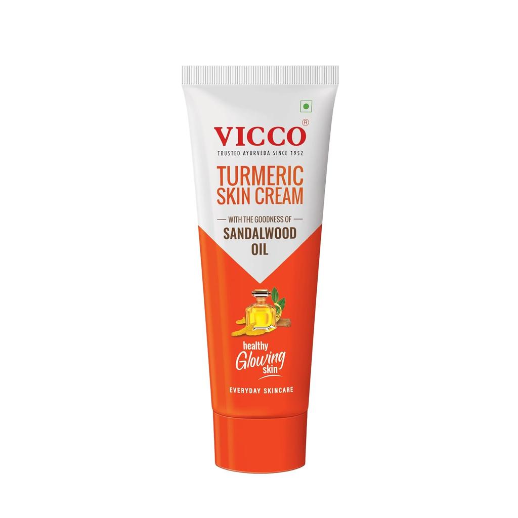 Vicco Крем с куркумой и сандаловым маслом для сияющей кожи | Надежный аюрведический уход для долгосрочно здоровой кожи | 70 г
