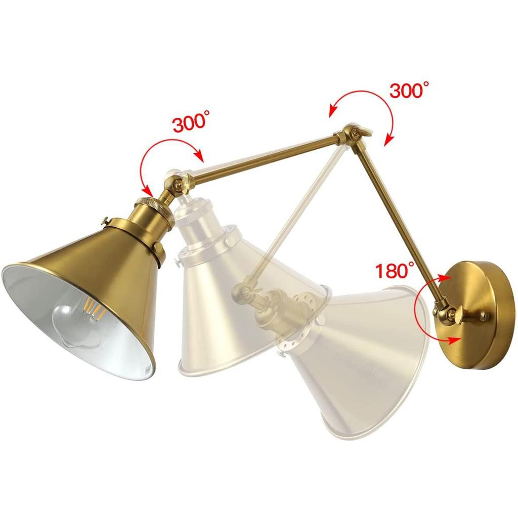 Nordic Brass Retro Loft Style Industrial Vintage Wall Lamp Adjustable Swing Arm Wall Light Edison Sconce Applique Murale
