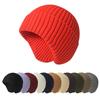Унисекс Однотонная Вязаная Шапка-Бини на Осень/Зиму с Ушками, Парная Цельная Зимняя Велосипедная Шапка-Бини, Ветрозащитная Цельная Шапка-Бини для Холодной Погоды
