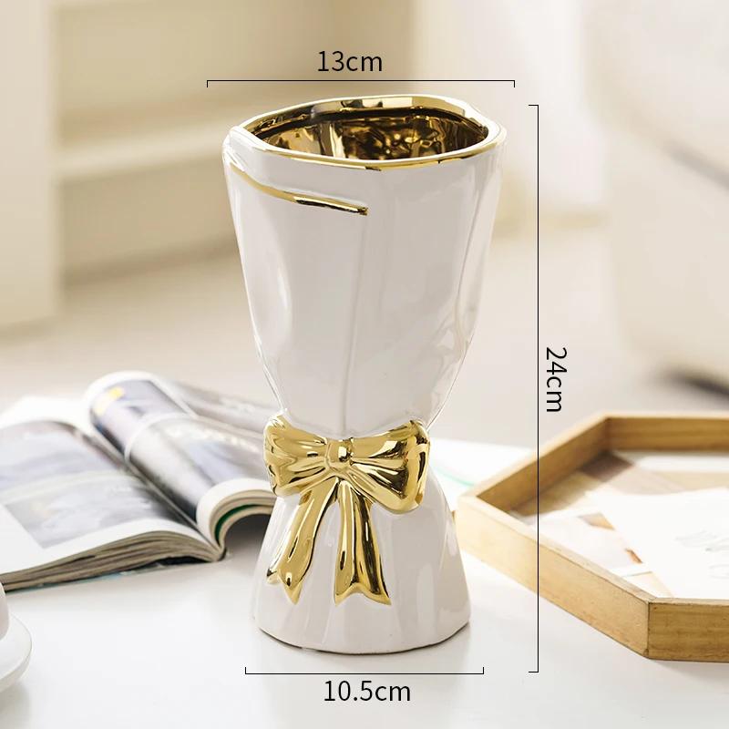 Легкая роскошная керамическая ваза, декоративная в минималистском стиле для гостиной, в форме букета, ваза для икебаны, скандинавские вазы для украшения дома