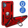 Case for Samsung A32 5G (6.4") Red Ring Stand Metal Edge Silicone Metal Plate On Back Shockproof