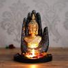 Black Golden Resin Palm Buddha Statue Tea Light Candle Holder | Buddha Showpiece for Home Decor Living Room Office |