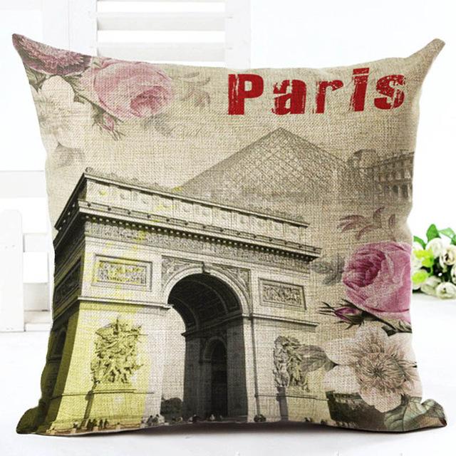 European Building Cushion Cover Cotton Linen Pillow Case American Painting Sofa Decorative Pillowcase Home Accessories Cover
