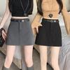2025 Spring/Summer Women's High Waist Gray A-Line Suit Skirt with Slimming Safety Shorts