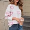 Winter Women's Sweater Love Valentine's Day Pullover Heart Color Clash Sweater