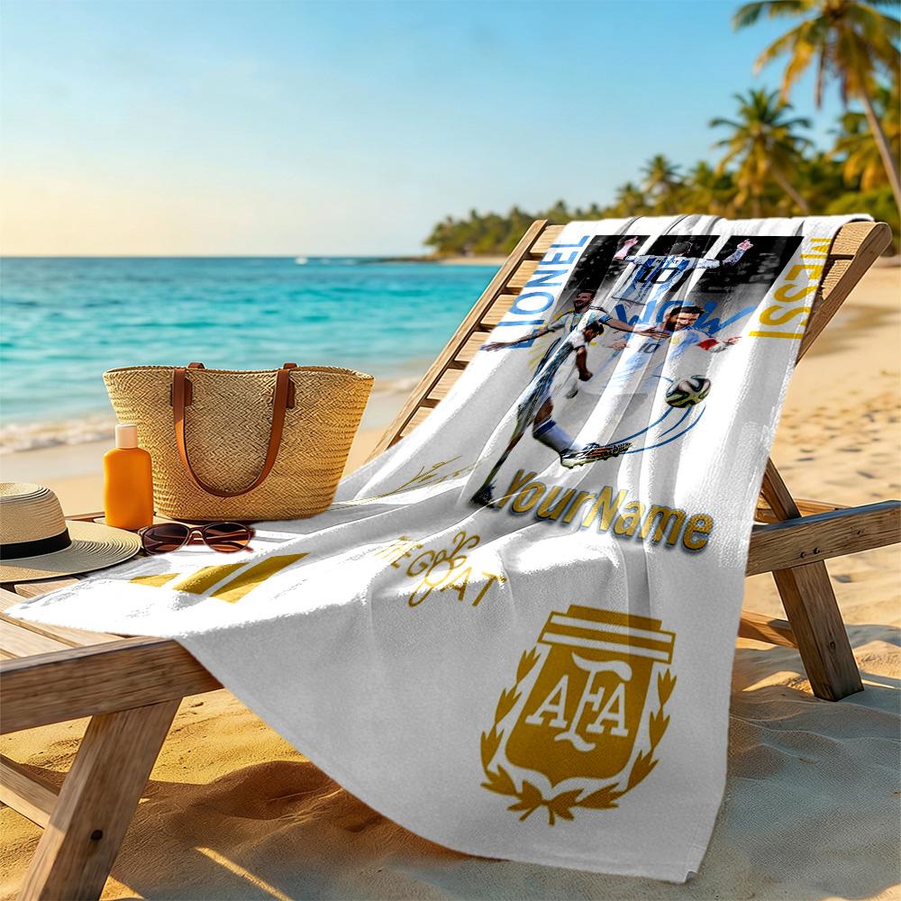 Messi Personalized Name Beach Towel Quick-Dry Soft Microfiber For Beach Bathroom Outdoor Swimming Pool Camping Picnic Yoga Diving Vacation Accessories