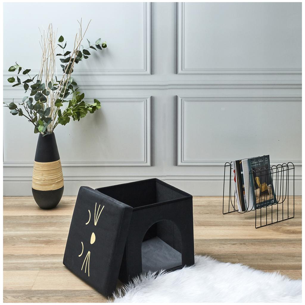 Les Trésors De Lily [A3536] - Нишевый пуф «Кошки», черный - 38x38x38 см