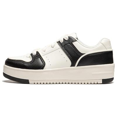 Li Ning Cheese Повседневные Универсальные Удобные Толстая Подошва Увеличивающие Рост Нескользящие Низкие Кроссовки Для Скейтбординга Женские Кроссовки Черный Белый AGCU104-4