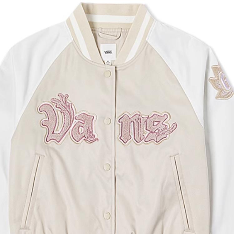 Vans Year Of The Snake Zodiac Style Single Button Long Sleeve Baseball Jacket Women Jackets Oatmeal VN000P3J2N1