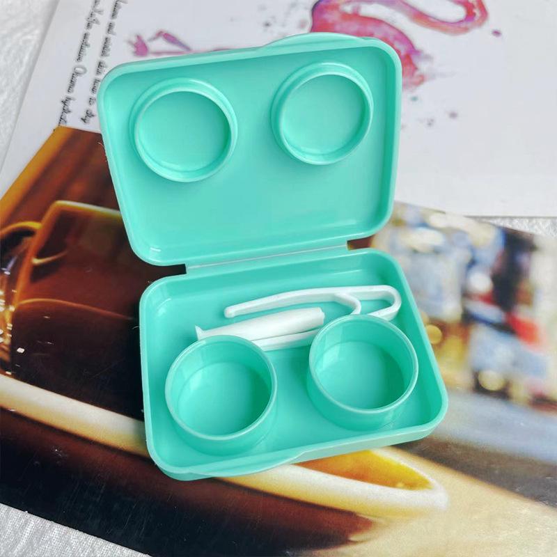 Screw-Free Cap Colored Contact Lens Case - Press-Type Double Case, Cute Ins Girly Design.