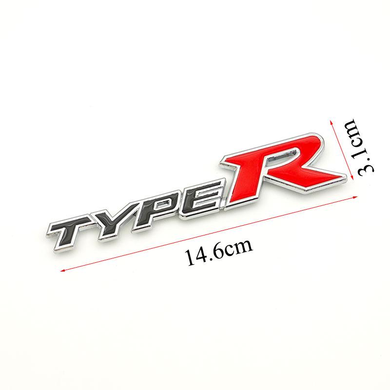CVWF1 3D Metal Black Red Letters Type R Logo Car Front Grille Badge Emblem for Honda Accord Civic Type R Auto Accessories