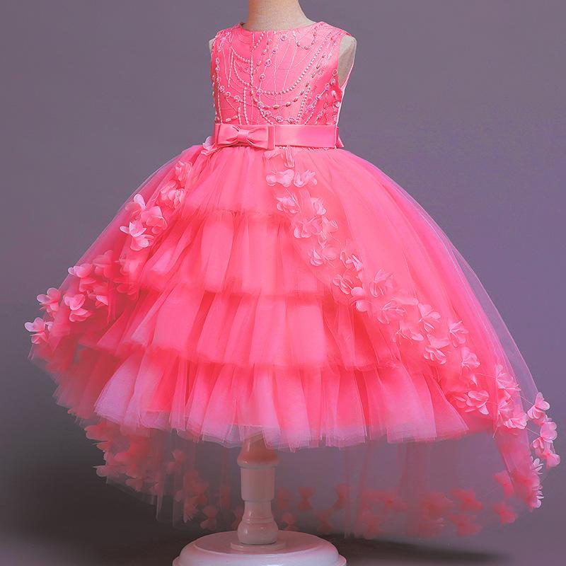 Children Girls Lace Princess Dress Elegant Trailing Birthday Dress Baby Girls Christmas Clothes