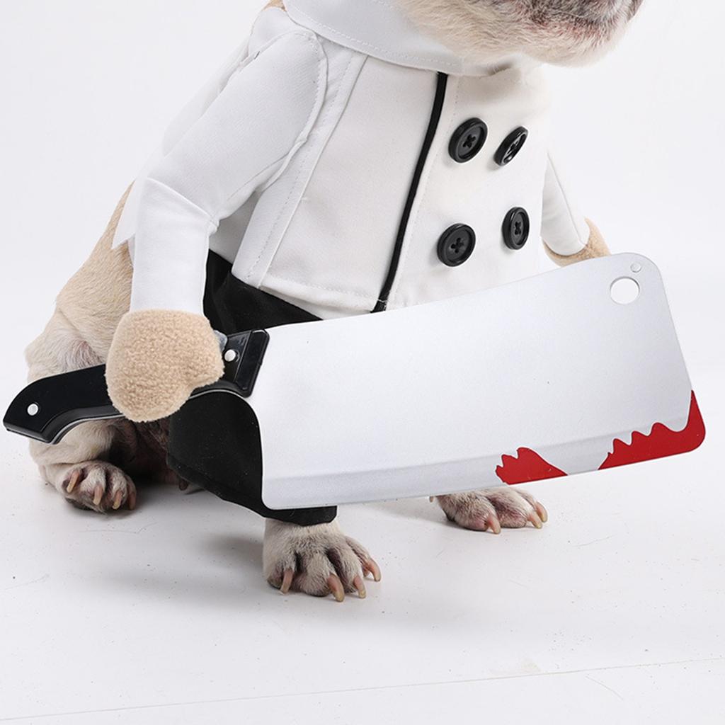 Spooky & Fun Halloween Pet Costume! Transform Your Furry Friend Into A Hilarious 'Knife-Wielding Chef' With This Realistic Fake Knife Accessory.