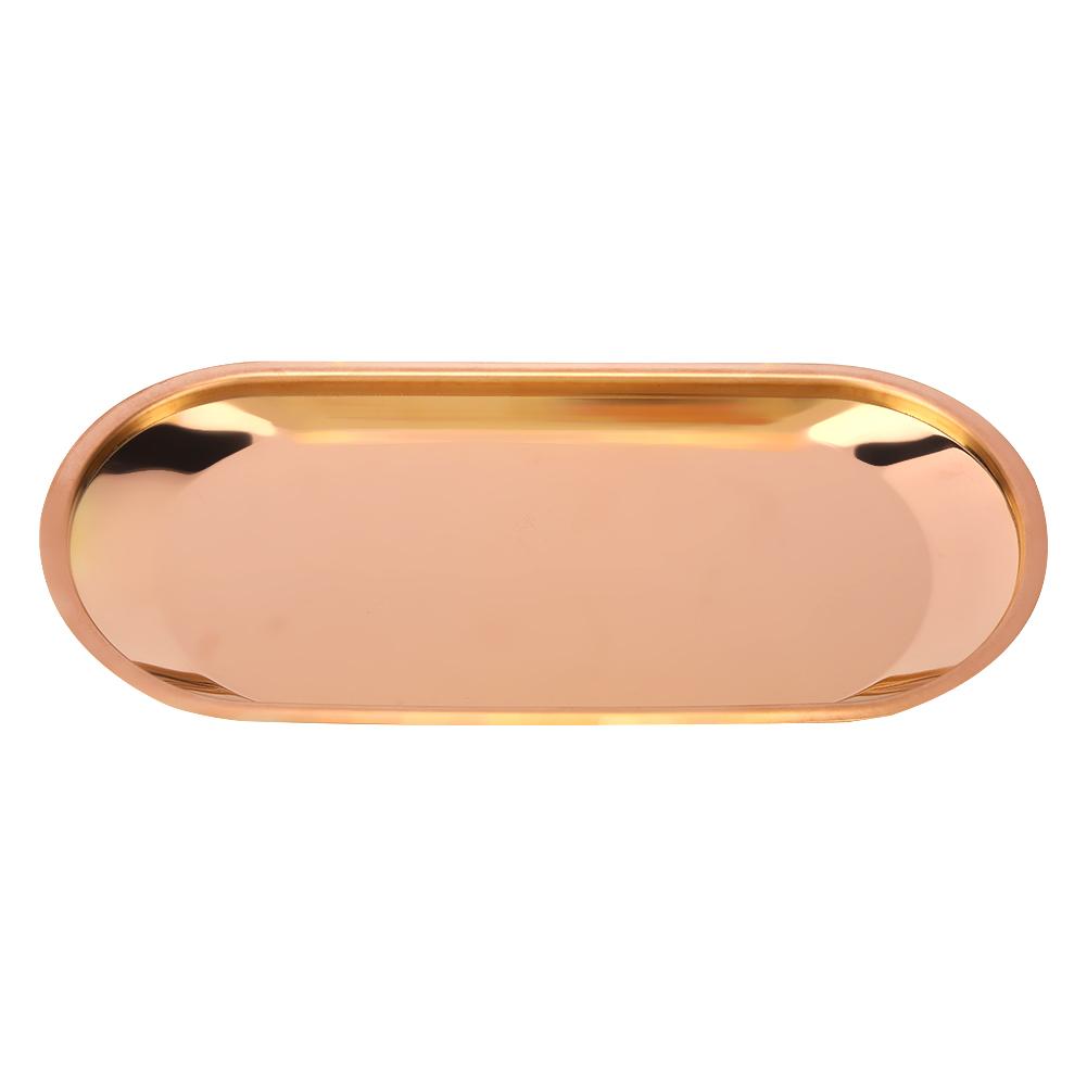 Нержавеющая сталь, скандинавский овальный поднос для полотенец, идеально подходит для закусок, косметики, ювелирных изделий(медь)