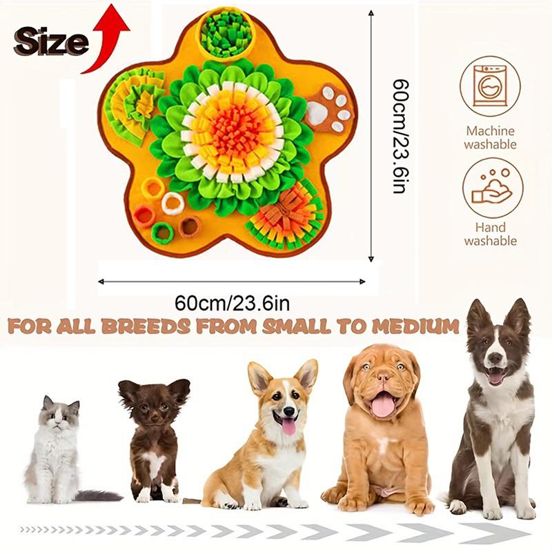 Flower-Shaped Pet Dog Sniffing Mat Puzzle Hidden Food Mat Decompression Sniffing Slow Food Training Carpet Leakage Food Toy