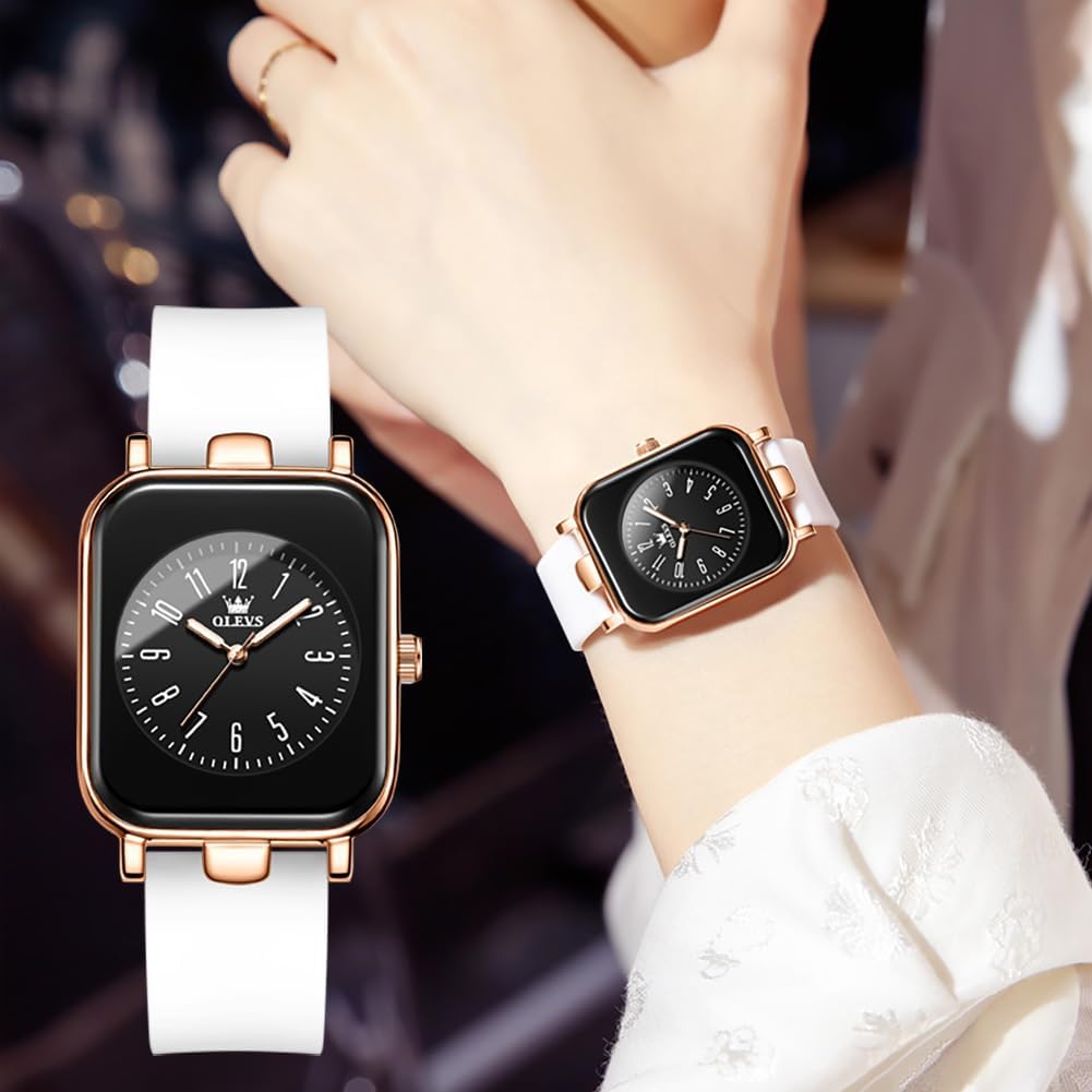 OLEVS силиконовые японские кварцевые часы легко подарить белые женские часы, ремешок, водонепроницаемые, светящиеся, часы, смотреть, популярные, стильные, красивые,