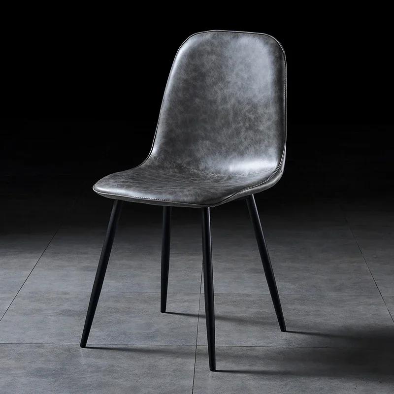 Обеденные стулья из искусственной кожи Металлические ножки Кухонные сиденья Чарлтон Коричневый Обитые боковые стулья Элегантное расположение комнаты