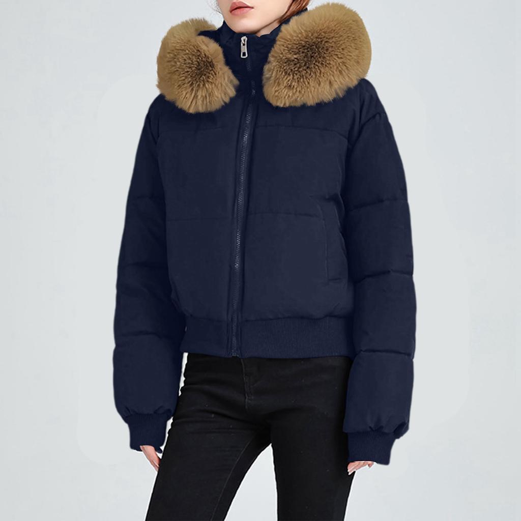 Женская зимняя куртка с капюшоном, короткая, на хлопковой подкладке