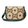 Gucci Horsebit 1955 GG Print Canvas Shoulder Crossbody Bag With Green Leather Trim For Women Daily Use