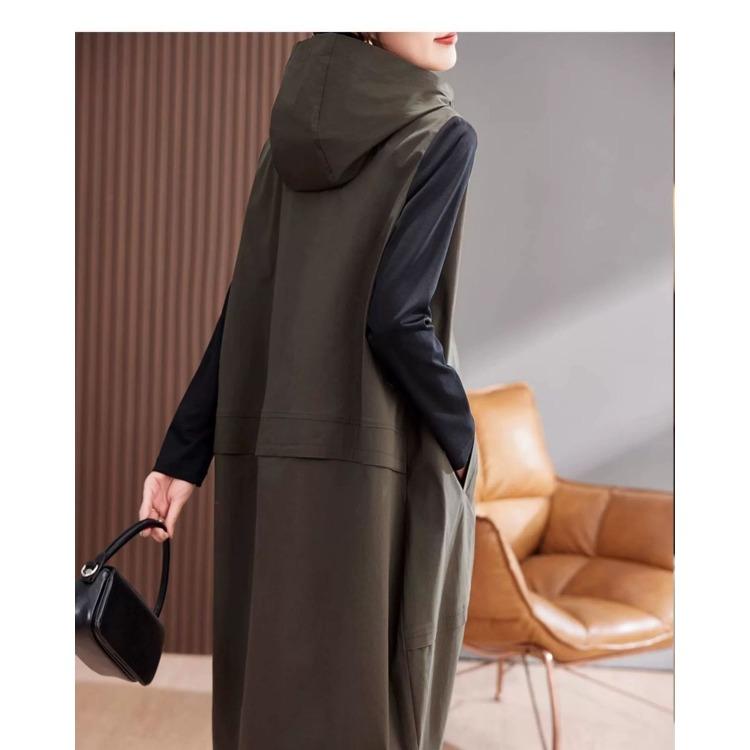 Модное повседневное платье для женщин: Осеннее корейское платье с капюшоном и цветными блоками в стиле пэчворк, длинное