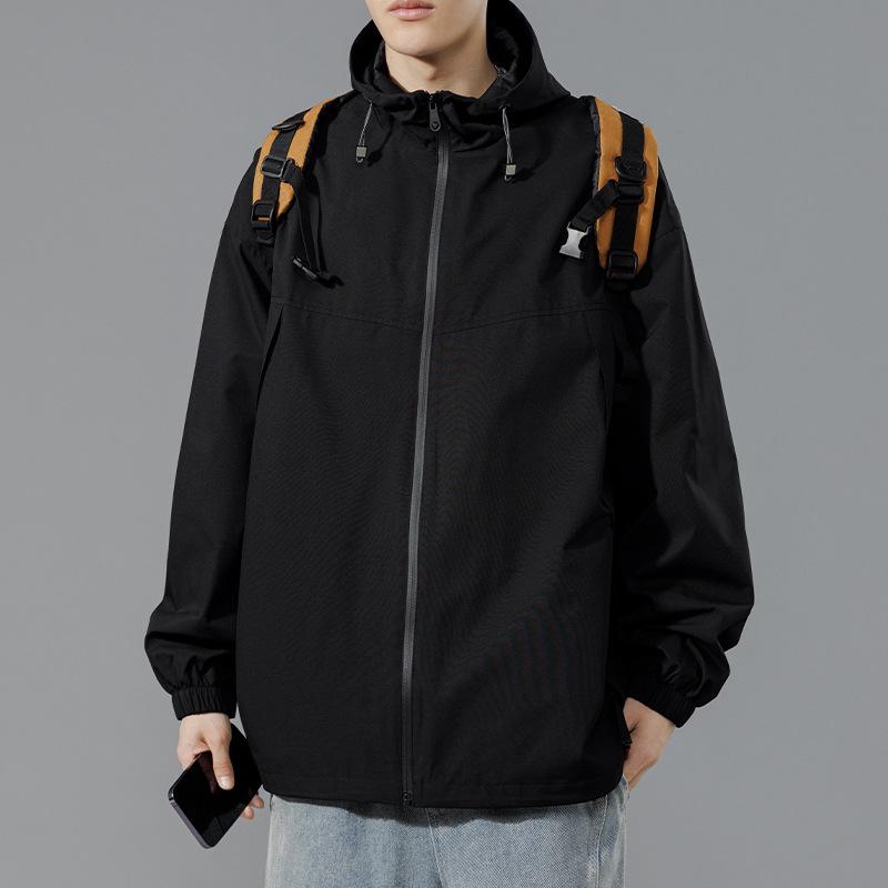 Spring and Autumn New Men's Korean Version Solid Color Light Plate Hooded Jacket Trendy Couple Internet Celebrities with The Same Versatile Coat