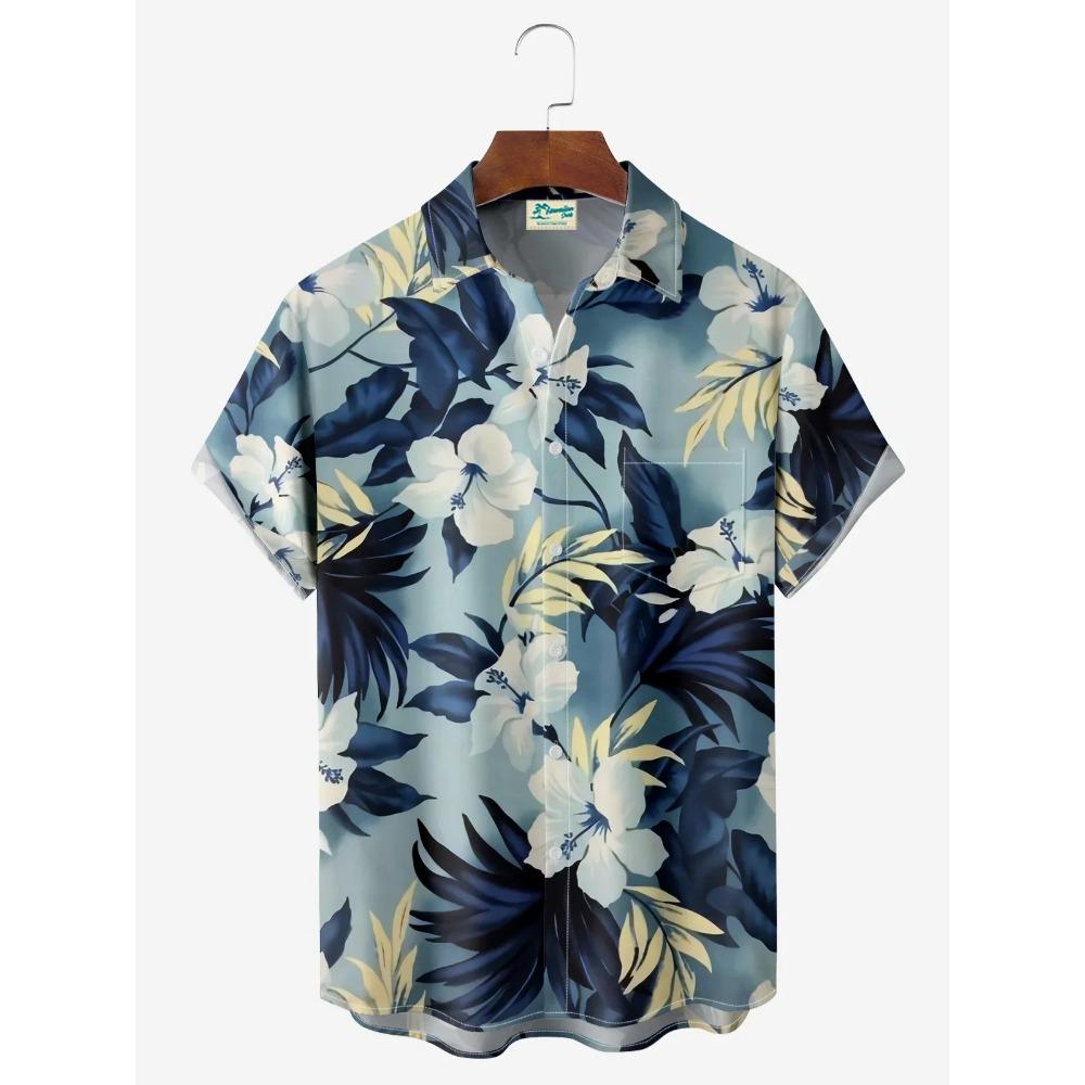 Beach Flower Men's Shirt 3d Print Hawaiian Short Sleeve Shirts For Men Summer Casual Shirt Loose Oversized Short Sleeve Tops
