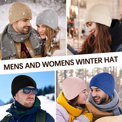 1 шт. Зимняя теплая вязаная шапка-бини с подкладкой из сатина, акриловая зимняя шапка для женщин и мужчин, шелковая подкладка, мягкая, свободная, теплая шапка-бини с отворотом