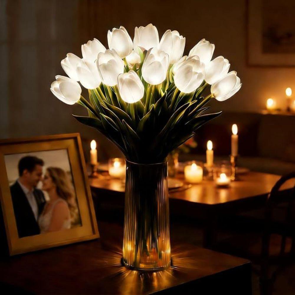 5pcs/15pcs Warm Light LED Artificial Flowers Real Touch Tulip Lamp Tulip Night Light Photo Prop